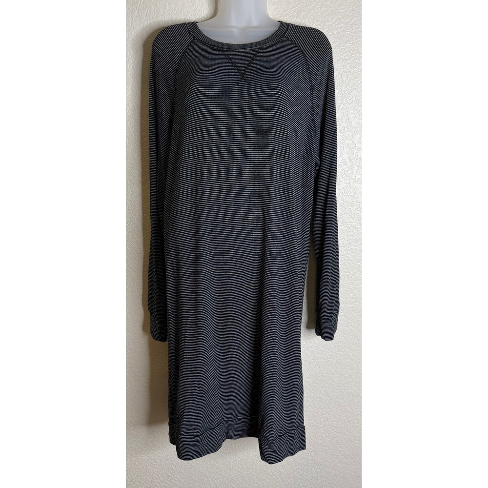 Daily Ritual Womens Large T-Shirt Dress Black White Striped Raglan Long Sleeve